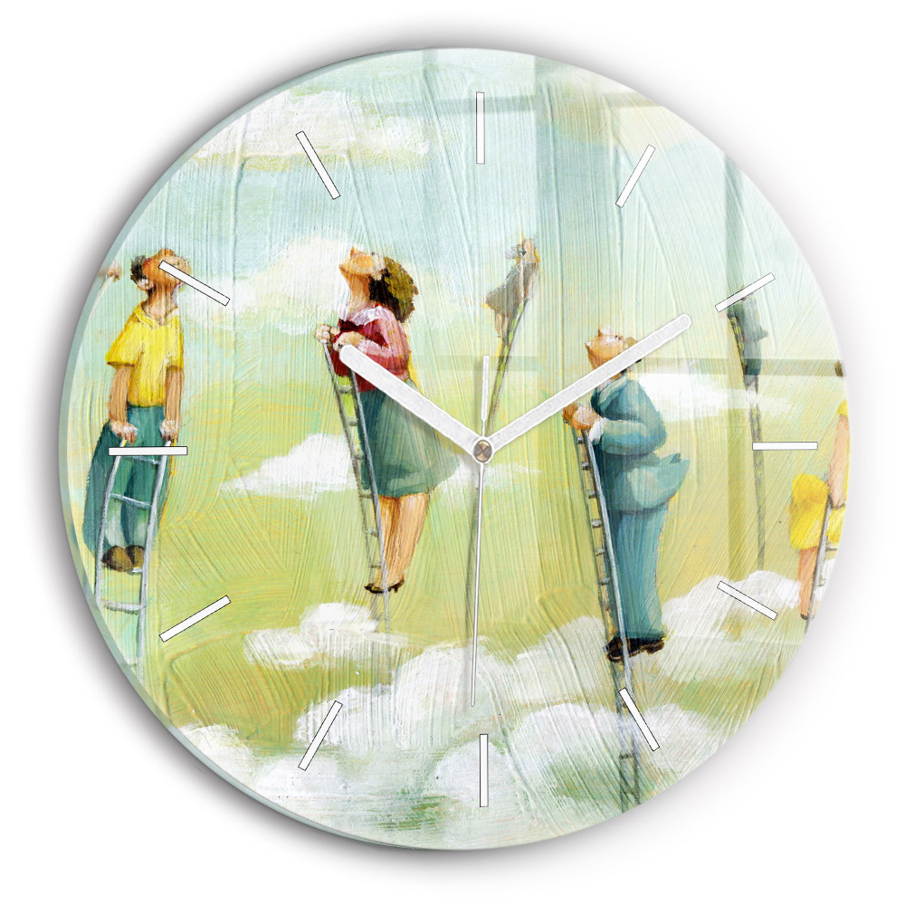 Pendule murale ronde Personnes sur des échelles