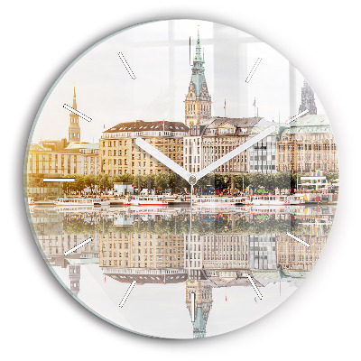 Horloge ronde murale Fleuve Hambourg Allemagne