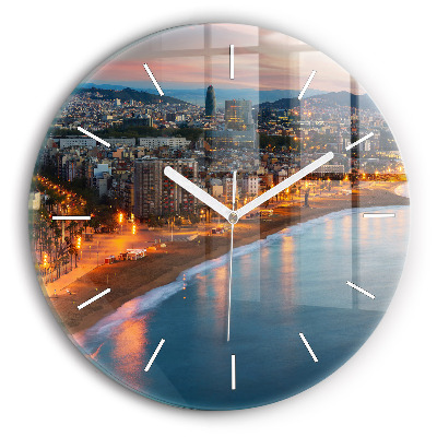 Horloge ronde murale Plage de Barcelone