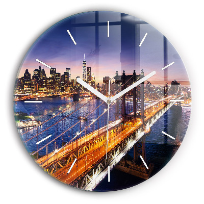 Horloge ronde en verre New York et le coucher de soleil