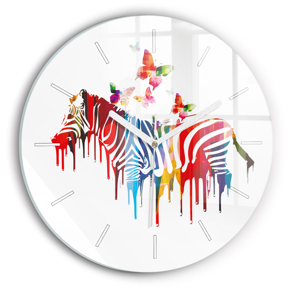 Horloge ronde Zèbre coloré