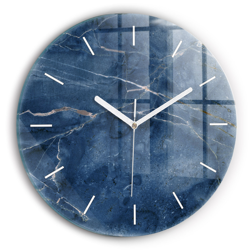 Pendule murale ronde Texture de marbre bleu