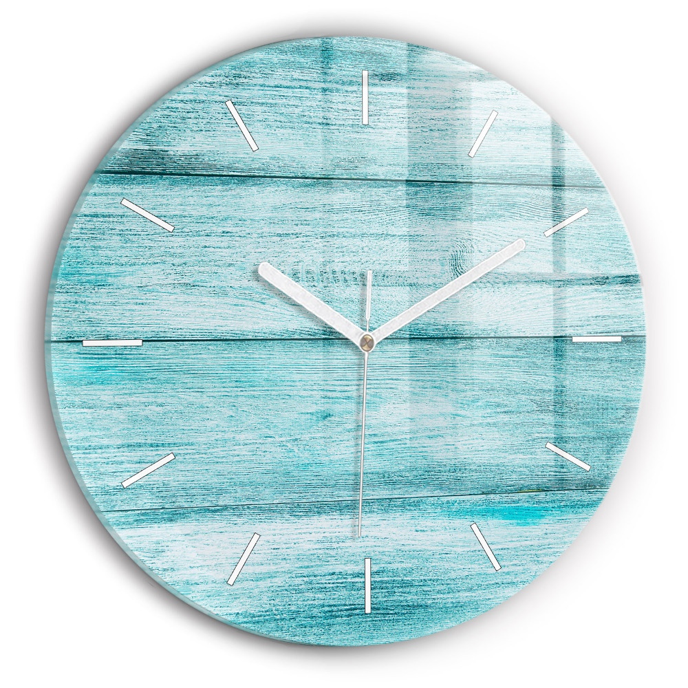 Horloge ronde en verre Vieux bois bleu