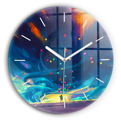 Horloge ronde murale Enfant et ballons