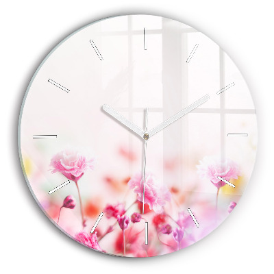 Horloge ronde en verre Fleurs dans une prairie