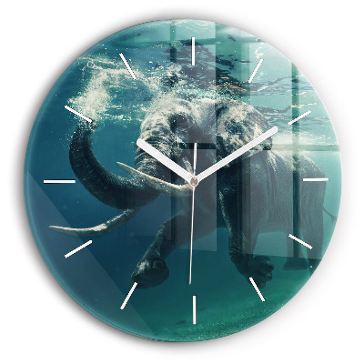 Horloge ronde murale Éléphant flottant dans l'océan