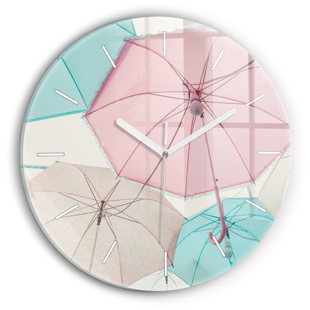 Pendule murale ronde Parapluies pastel