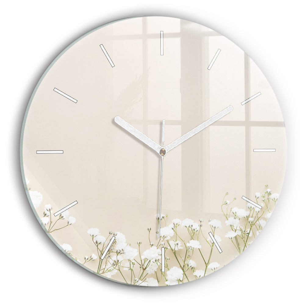 Pendule murale ronde Gypsophile en fleurs
