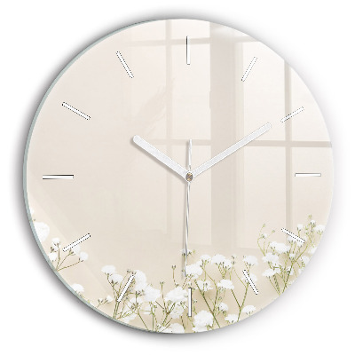 Pendule murale ronde Gypsophile en fleurs
