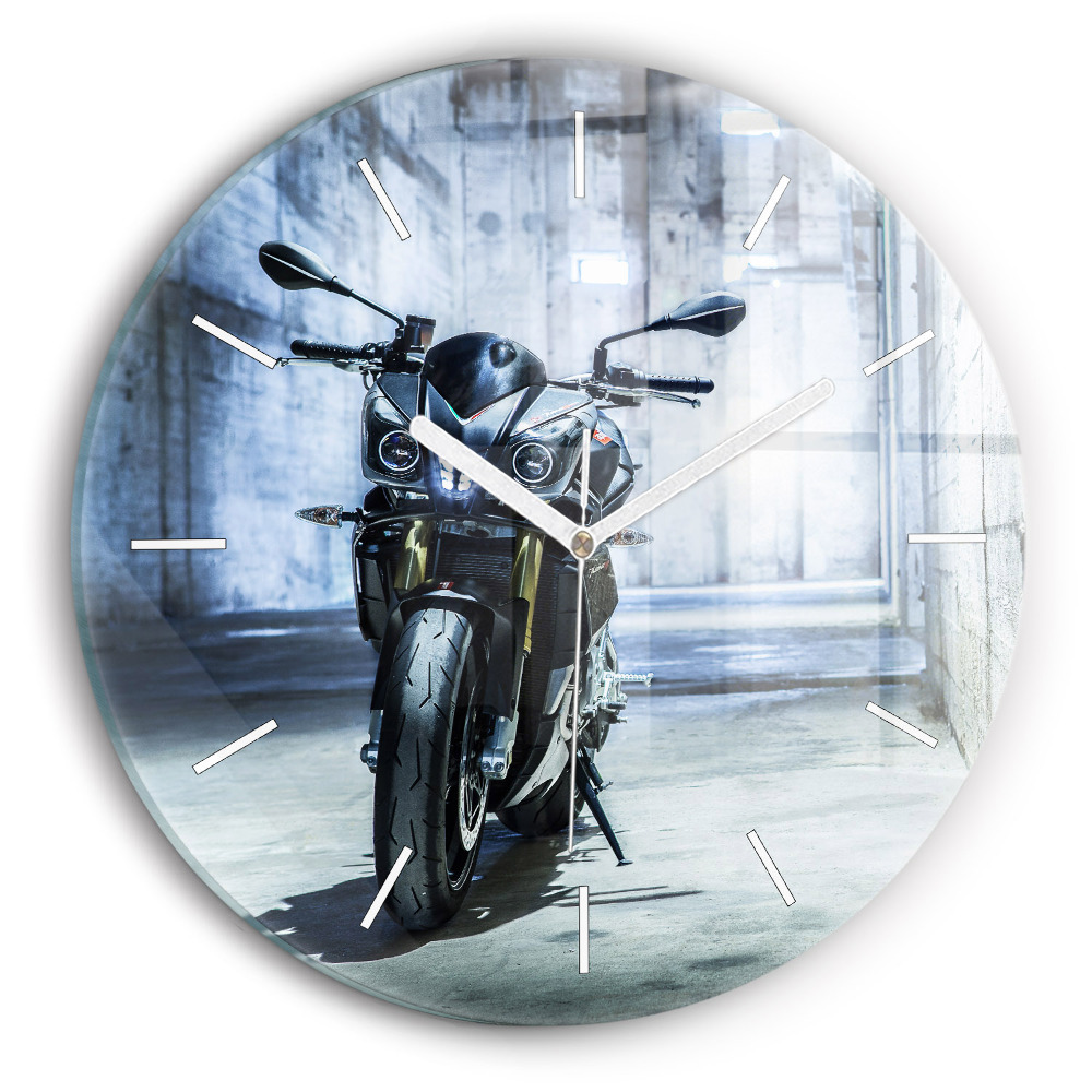 Horloge ronde murale Moto dans une ruelle