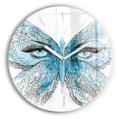 Pendule murale ronde Visage en forme de papillon