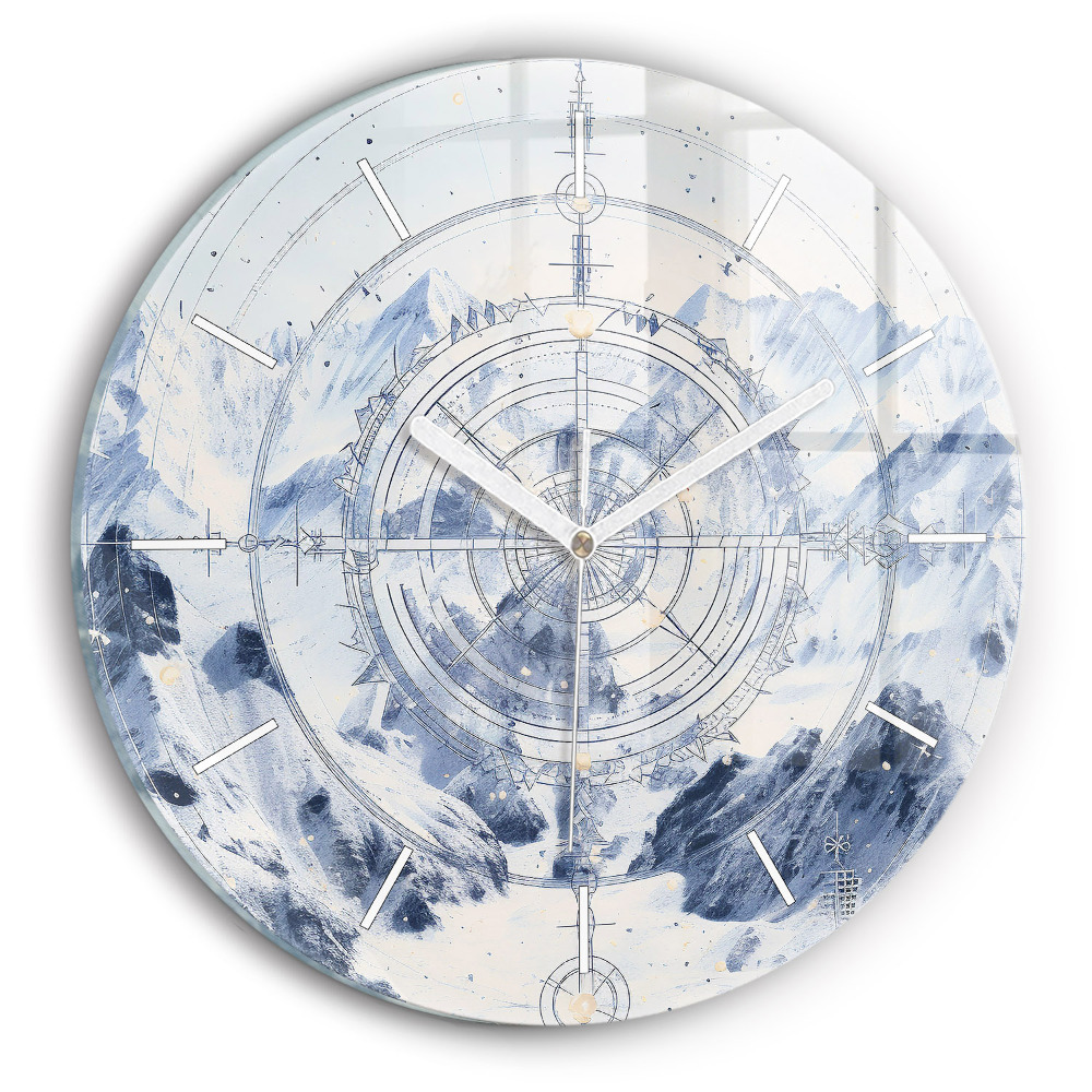 Horloge ronde Dessins bleus