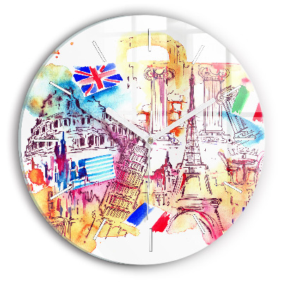 Horloge ronde en verre Pays attrayants du monde