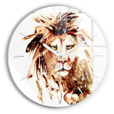 Pendule murale ronde Illustration d'un lion brun