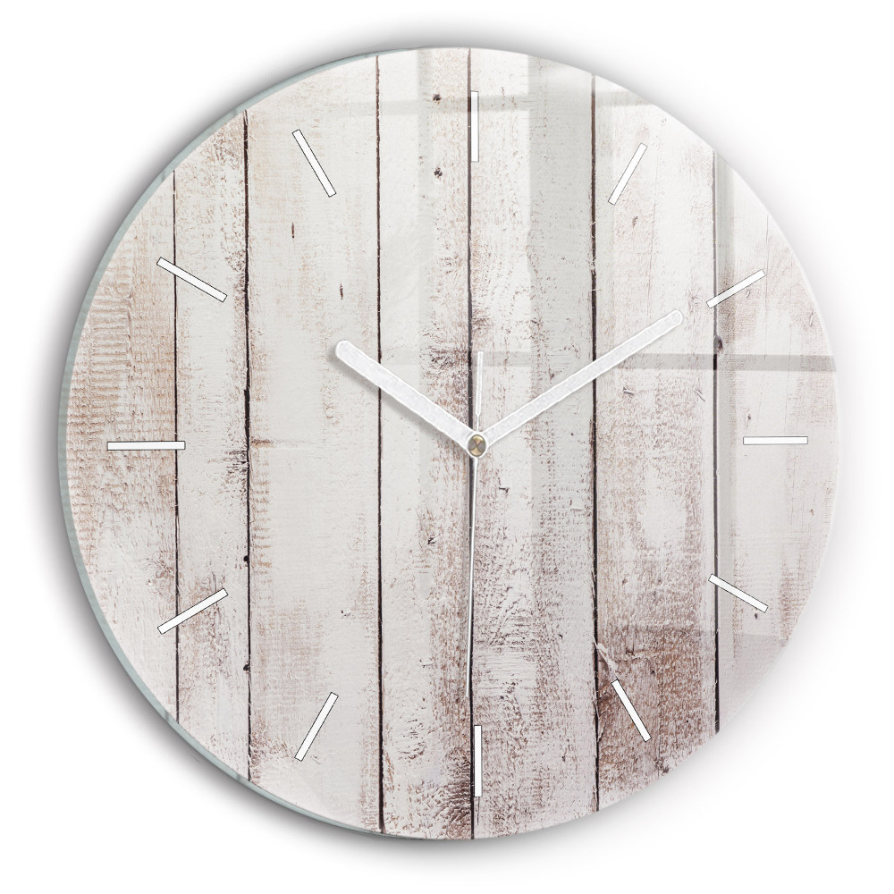 Horloge ronde murale Planches de bois clair