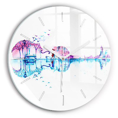 Horloge ronde en verre Cello park lake