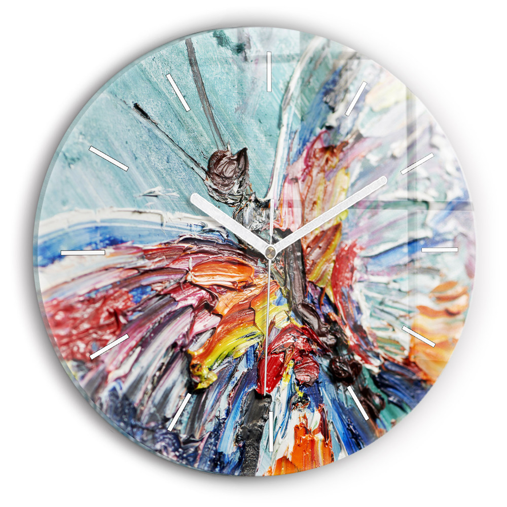 Horloge ronde en verre Fragment de peinture à l'huile