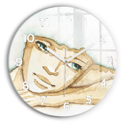 Horloge ronde en verre Portrait de femme
