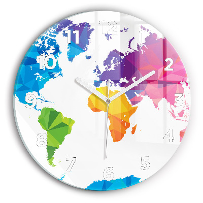 Horloge ronde en verre Carte du monde abstraite
