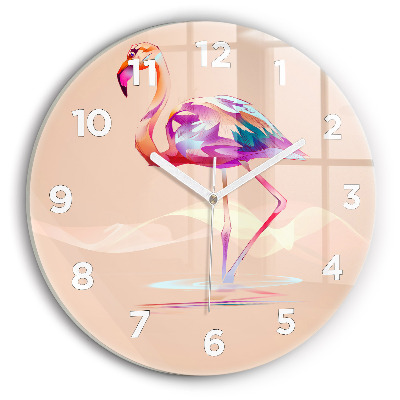 Pendule murale ronde Illustration d'un flamant rose