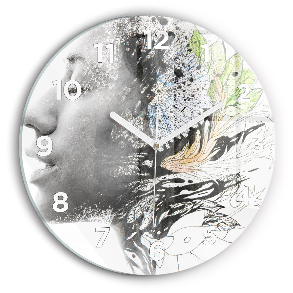 Horloge ronde Visage abstrait d'une femme