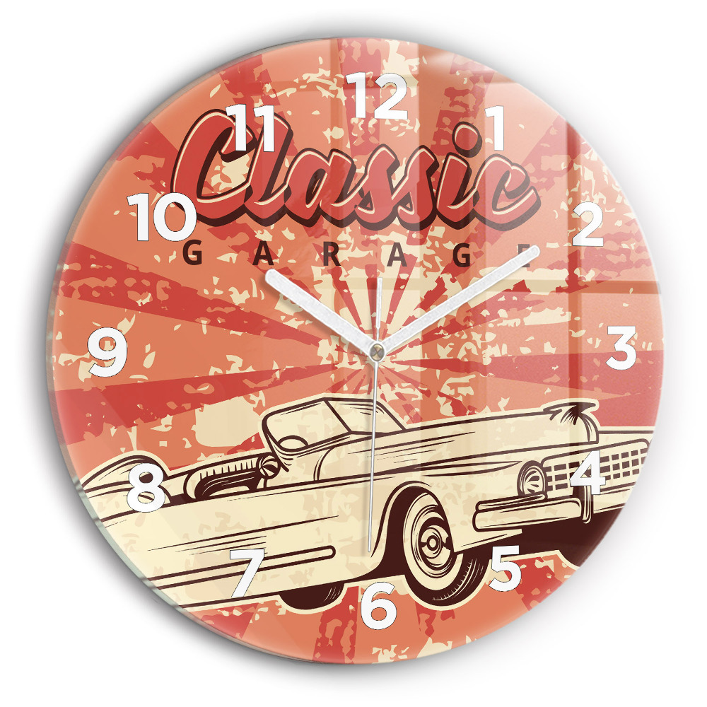 Horloge ronde en verre Vintage Retro auto