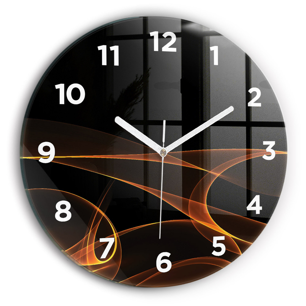 Horloge ronde murale Lignes orange