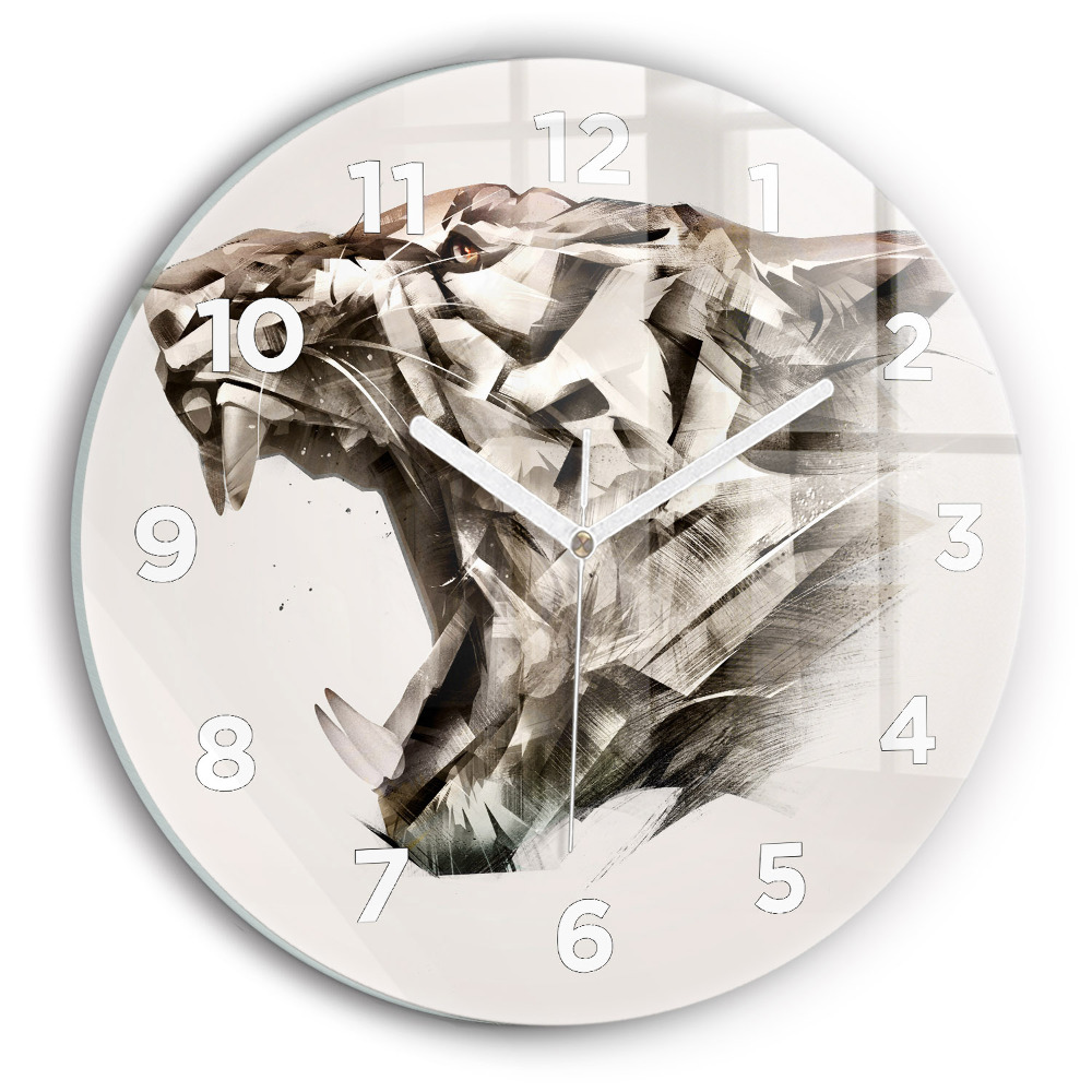 Horloge ronde en verre Portrait peint d'un tigre