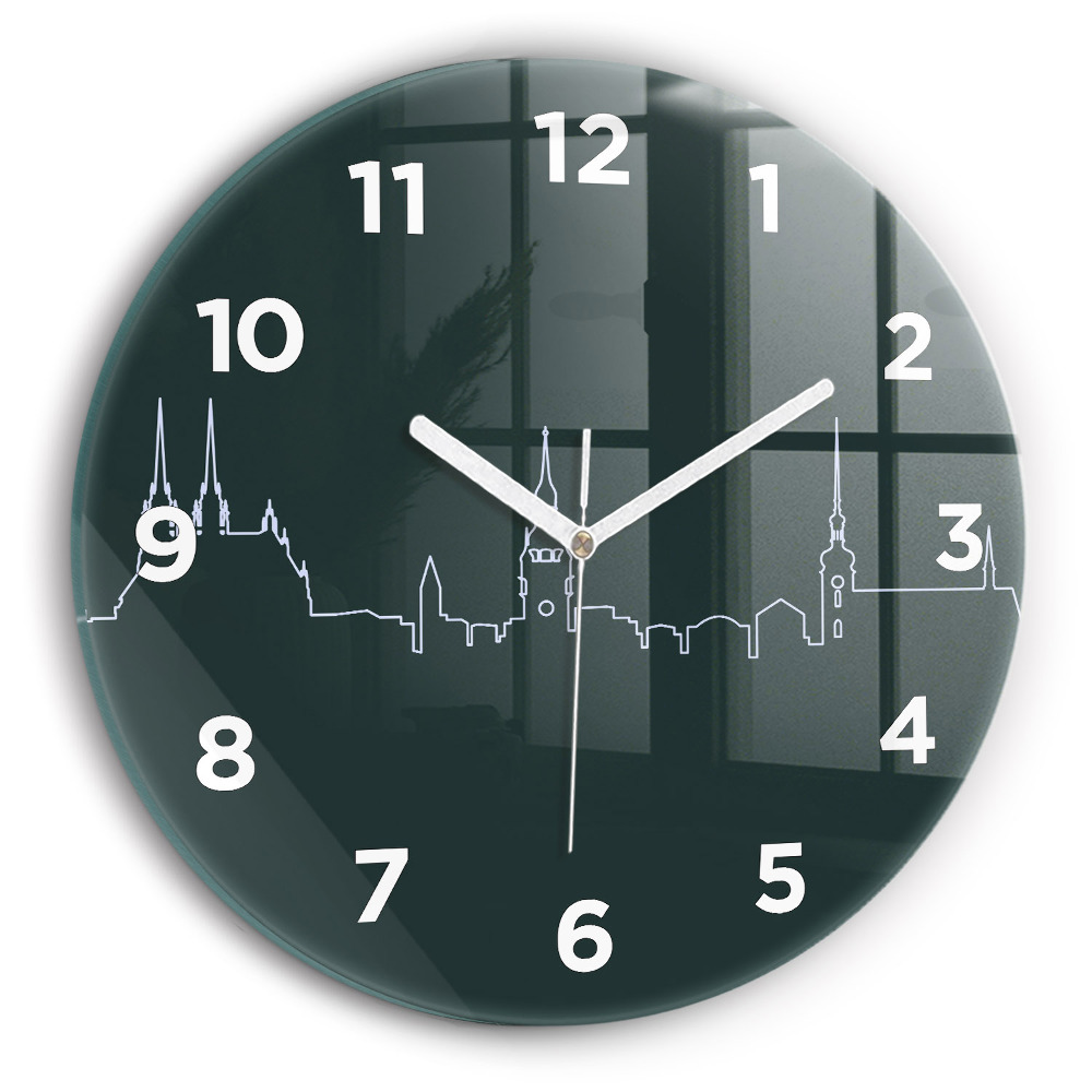 Pendule murale ronde Dessin au trait de la ville de Brno