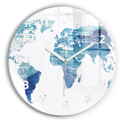 Horloge ronde en verre Carte du monde