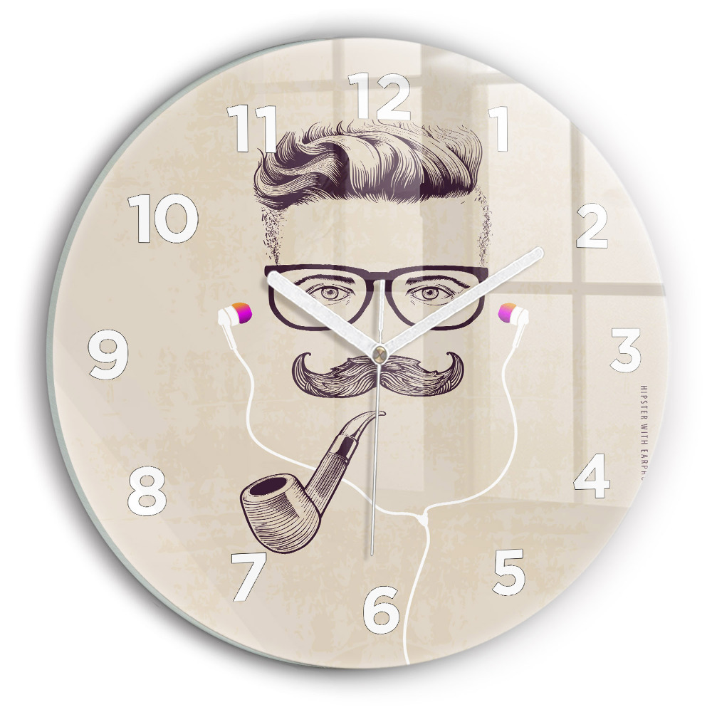 Horloge ronde en verre Homme avec une pipe