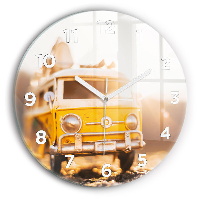 Horloge ronde en verre Voiture en vacances
