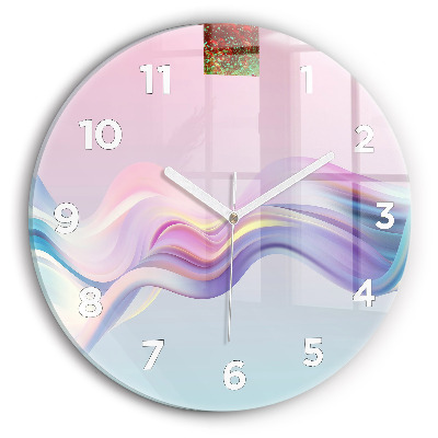 Horloge ronde murale Abstraction de vagues au pastel