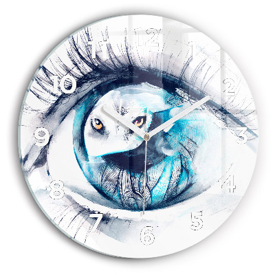 Horloge ronde en verre Illustration d'un œil de loup