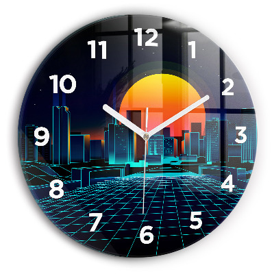 Horloge ronde en verre Ville du cyberespace