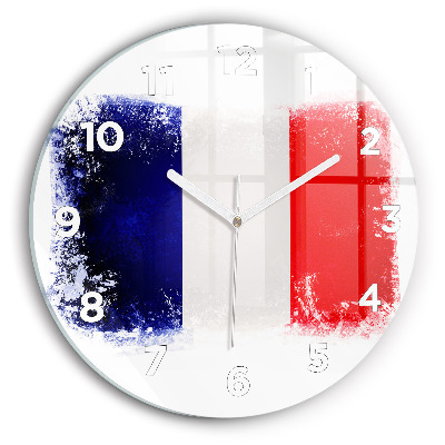 Horloge ronde en verre Drapeau de la France
