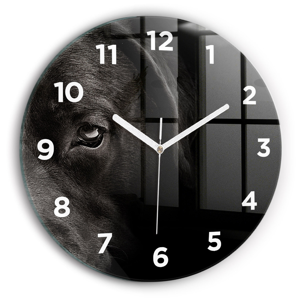 Horloge ronde en verre Chien et chat écossais