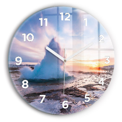 Horloge ronde murale Geyser sur l'île d'Islande