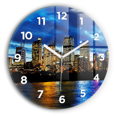 Horloge ronde en verre Sydney le soir