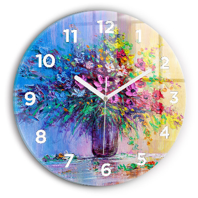 Pendule murale ronde Fleurs dans un vase