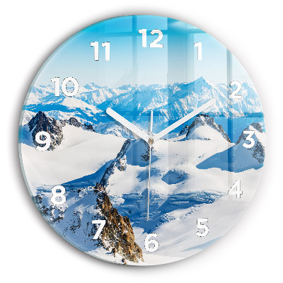 Horloge ronde murale Skieur dans les Alpes