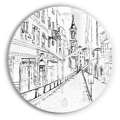 Pendule murale ronde Dessin de ville Provence