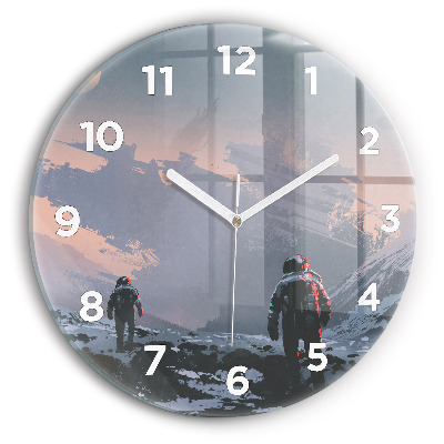 Pendule murale ronde Astronautes abstrait