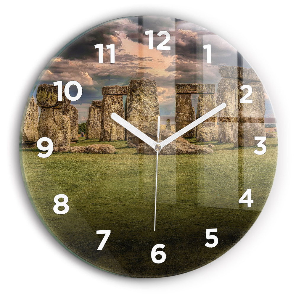 Horloge ronde en verre Stonehenge Nimbostratus