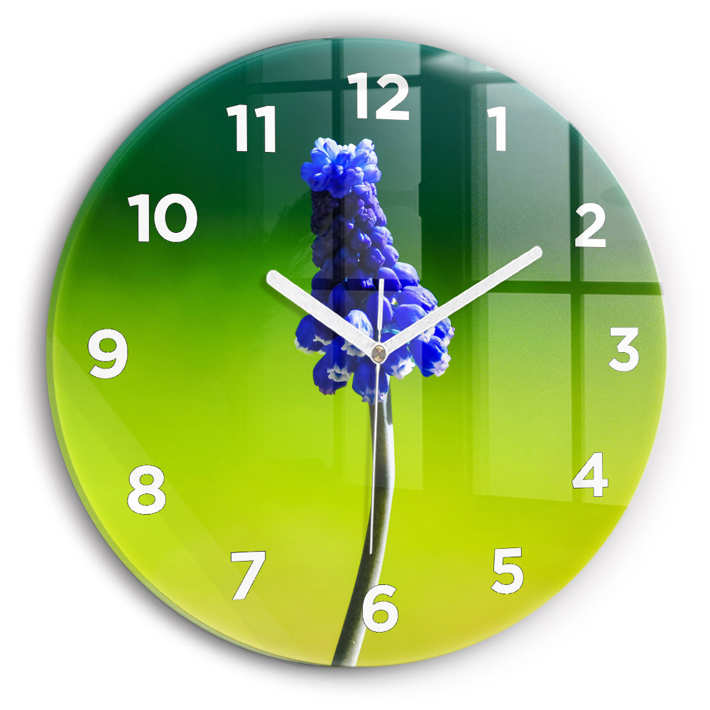 Horloge ronde murale Fleurs bleues