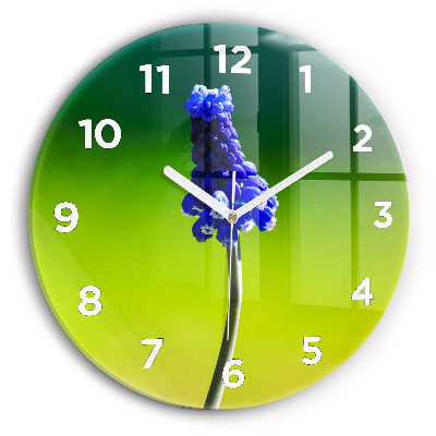 Horloge ronde murale Fleurs bleues