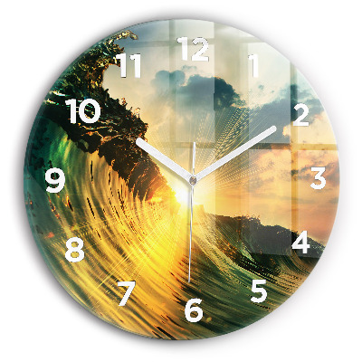 Horloge ronde murale Vague coucher de soleil