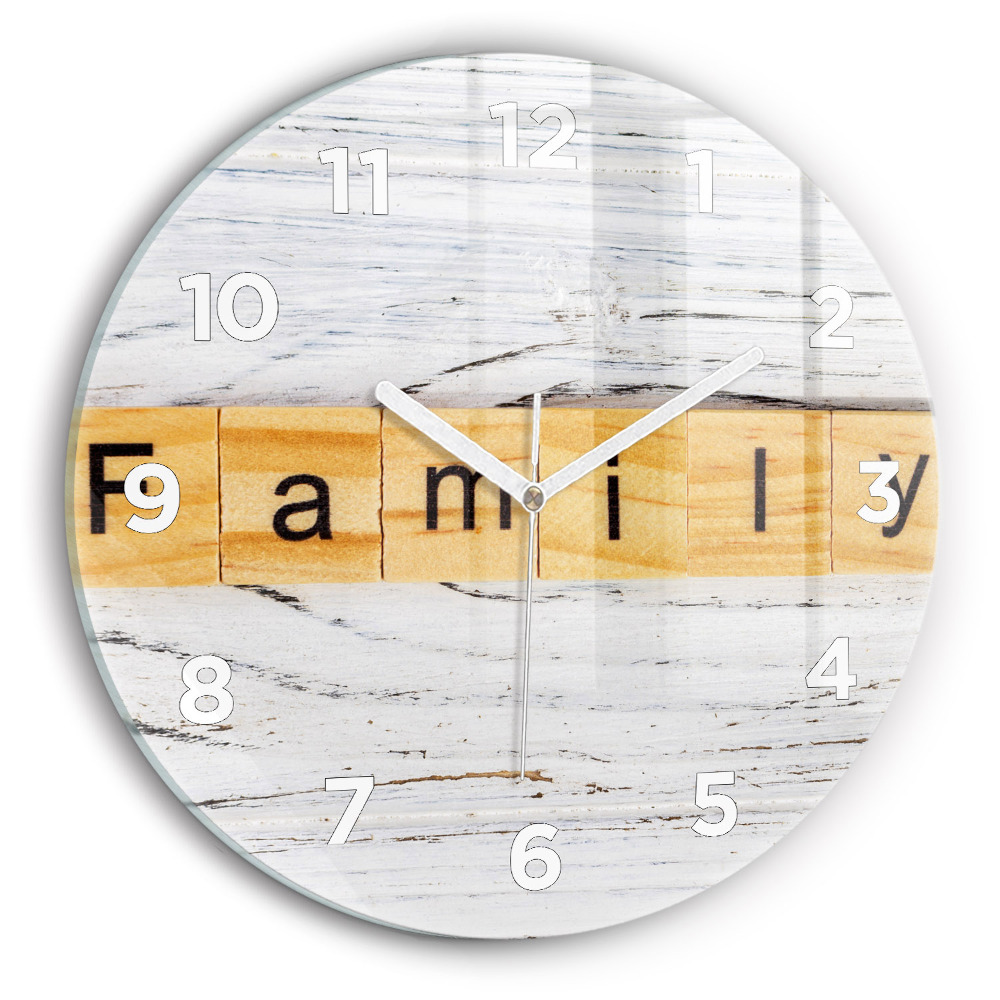 Horloge ronde en verre Inscription familiale