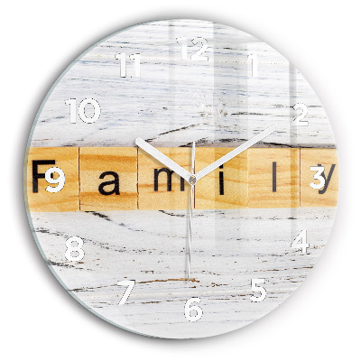 Horloge ronde en verre Inscription familiale
