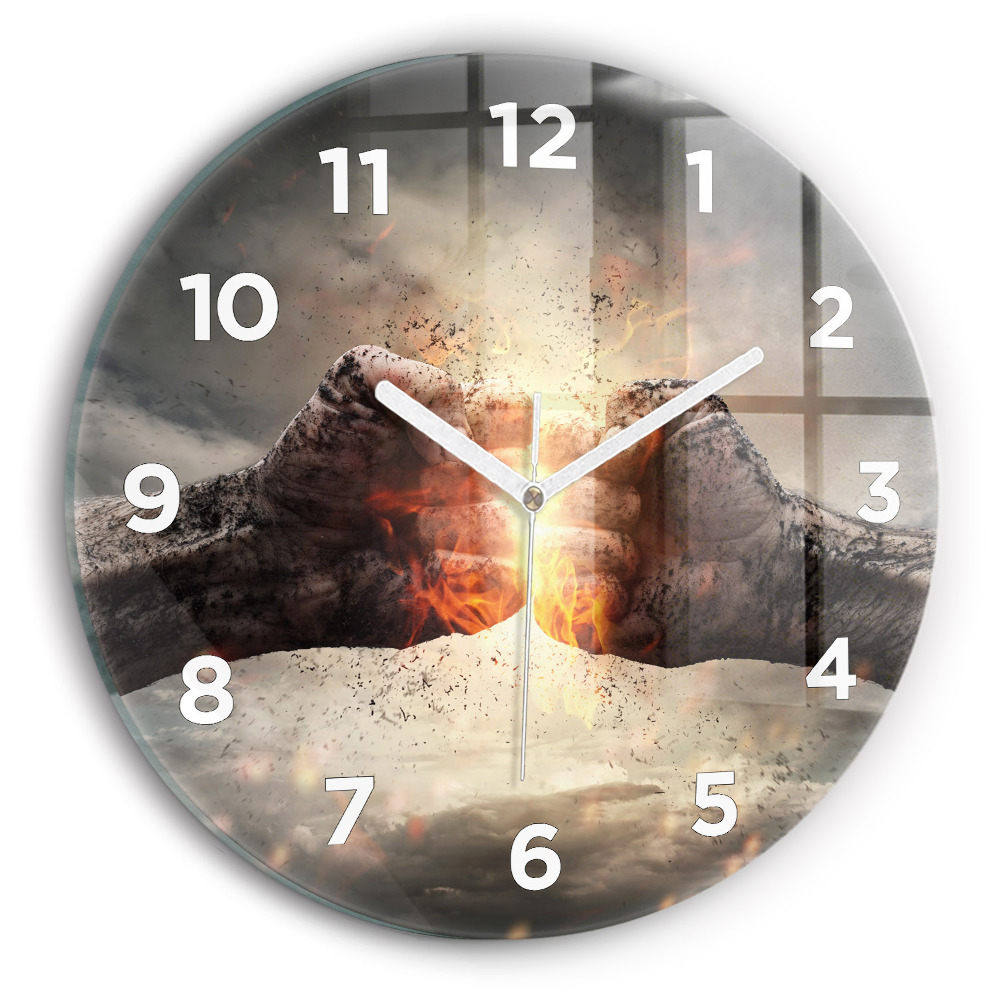 Horloge ronde murale Force des poings